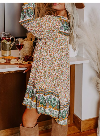 floral print long sleeve dress