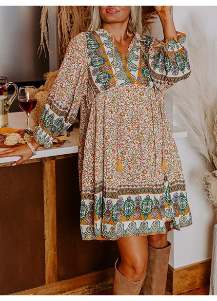 floral print long sleeve dress