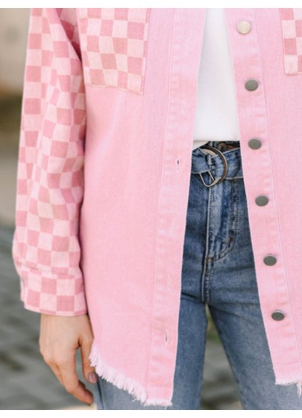 Pink Checkered Shacket