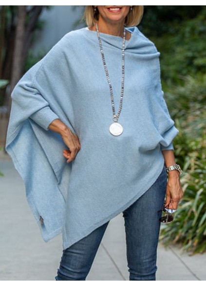 Blue irregular pullover sweater