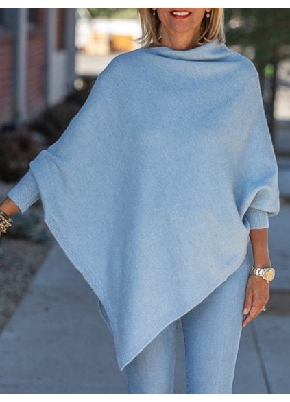 Blue irregular pullover sweater