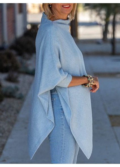 Blue irregular pullover sweater