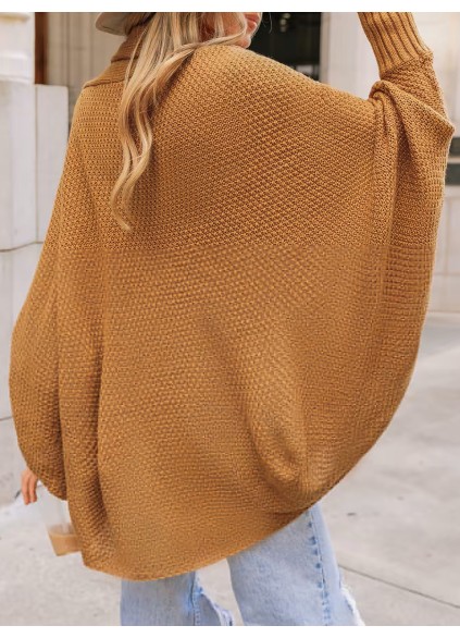 Camel Textured Knit Cardigan