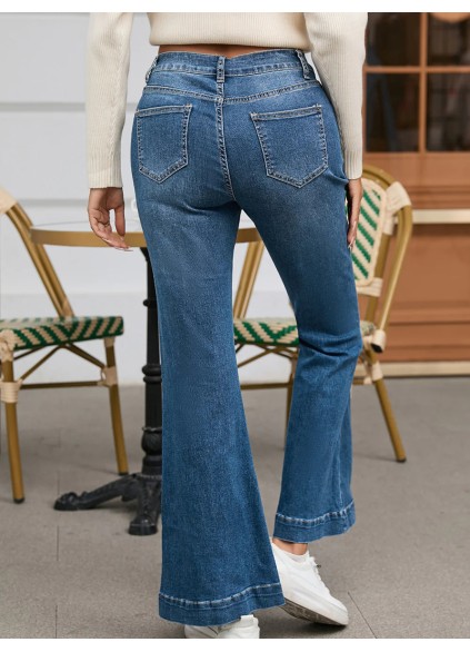 Casual classic solid color flared jeans