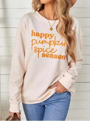 Casual letter print long sleeve sweatshirt