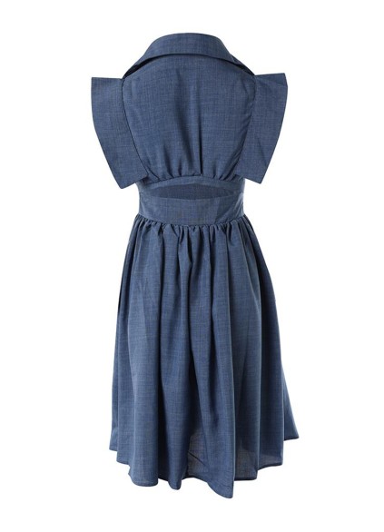 Casual solid color flying sleeve dress