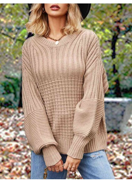 Casual solid color thick line sweater