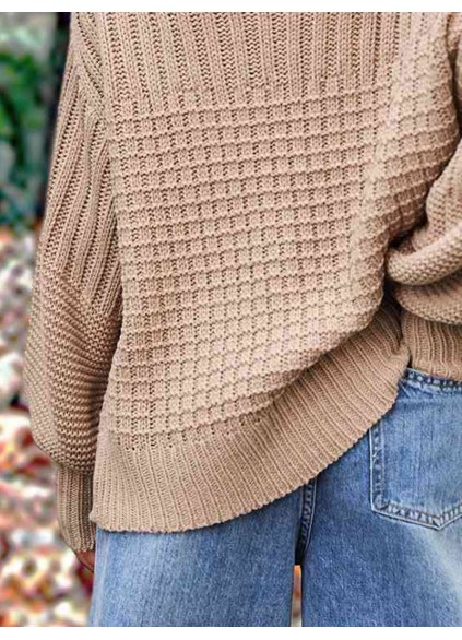 Casual solid color thick line sweater