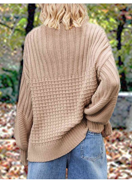 Casual solid color thick line sweater