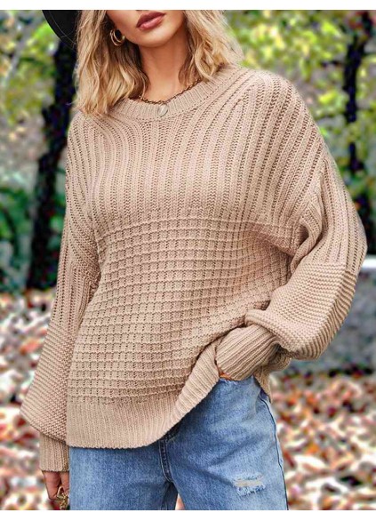 Casual solid color thick line sweater