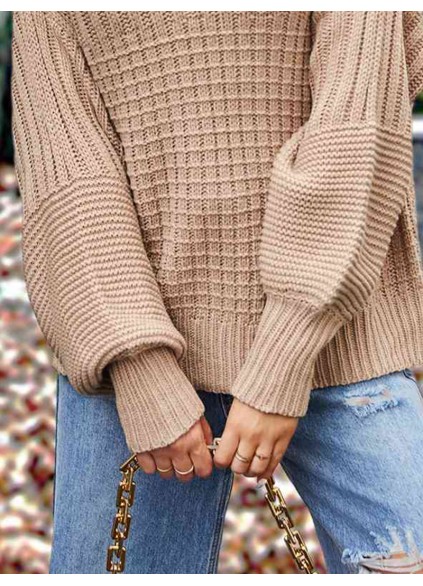 Casual solid color thick line sweater