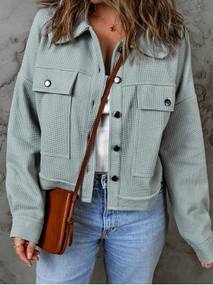 Casual solid color waffle jacket