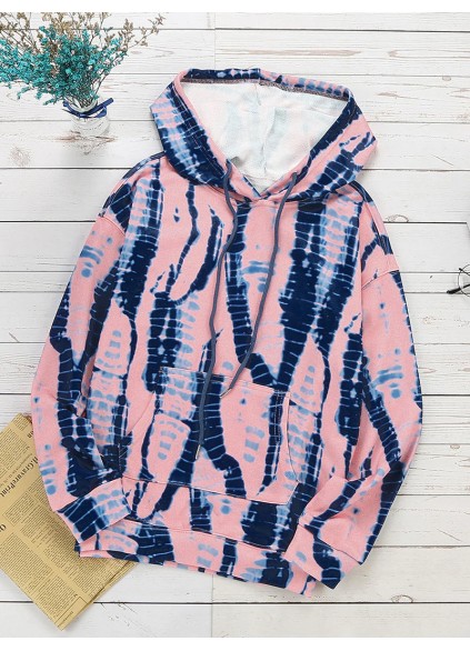 Casual Tie Dye Contrast Long Sleeve Hoodie