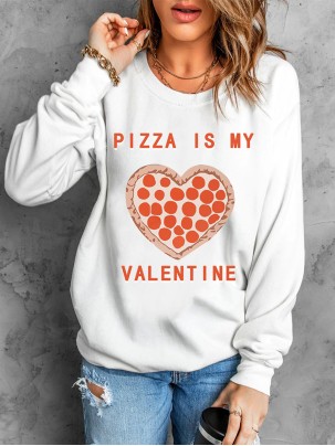 Casual Valentine printed sweatshirt