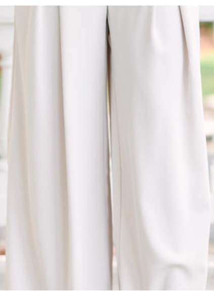 Cream White Wide Leg Trousers