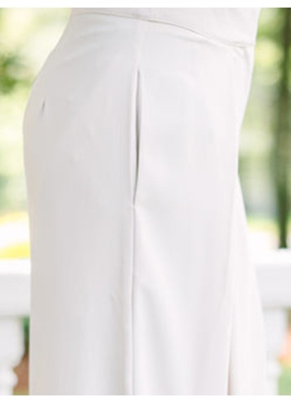 Cream White Wide Leg Trousers