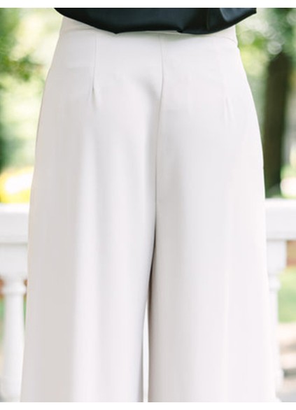 Cream White Wide Leg Trousers