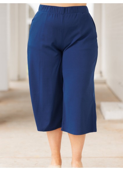 Dark blue loose cropped straight leg pants