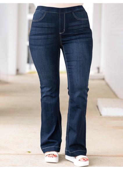 Dark blue micro flared jeans