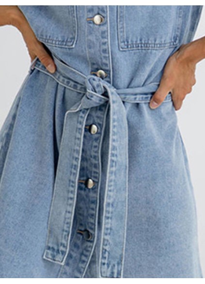 Denim Mini Dress - Light Wash