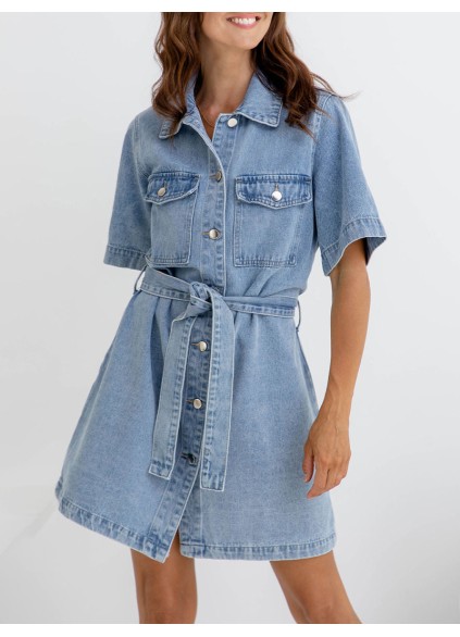 Denim Mini Dress - Light Wash