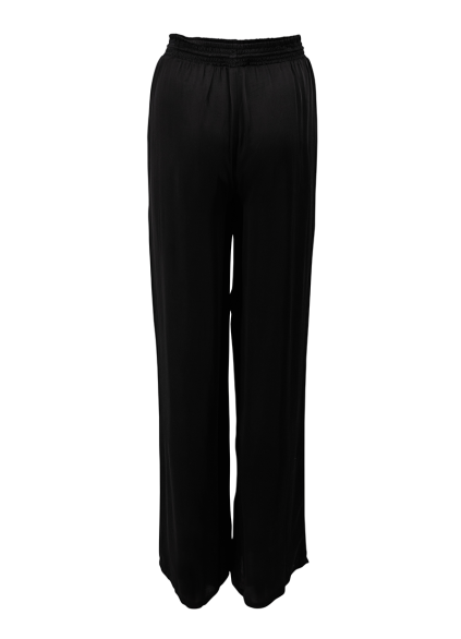 Elastic waist tied wide leg pants