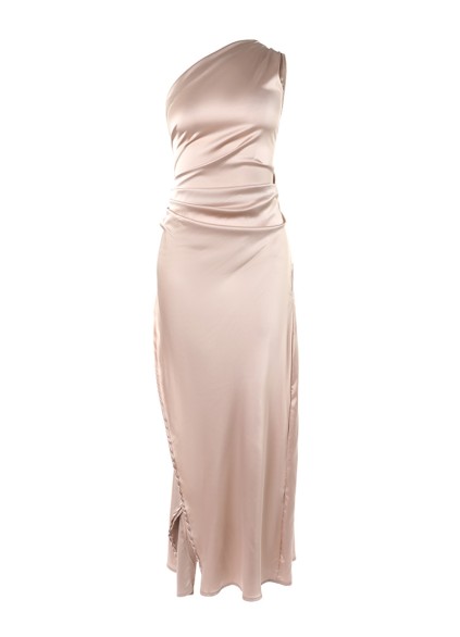 Elegant off-shoulder slit solid color dress