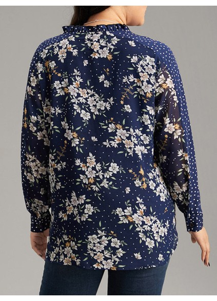 Elegant senior floral long-sleeved shirt