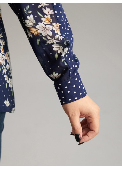 Elegant senior floral long-sleeved shirt