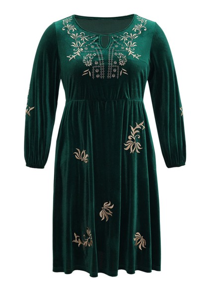 Elegant senior velvet embroidered dress