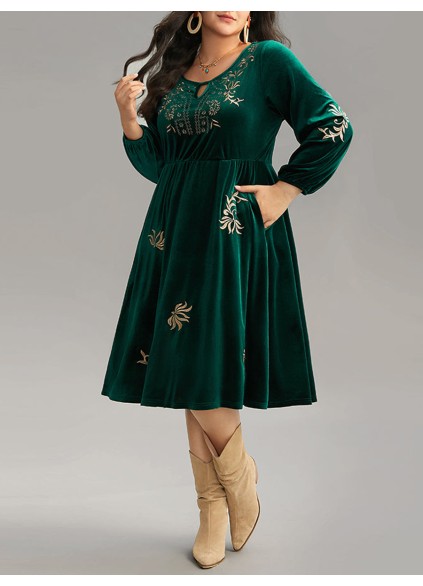 Elegant senior velvet embroidered dress