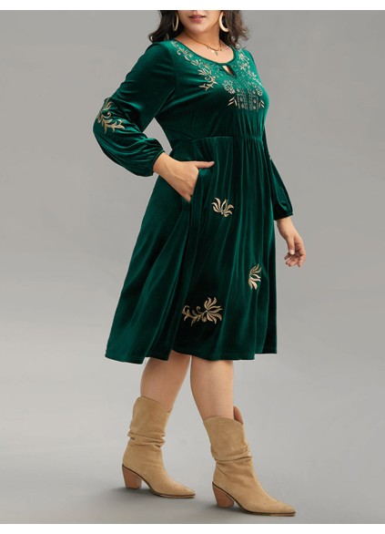 Elegant senior velvet embroidered dress