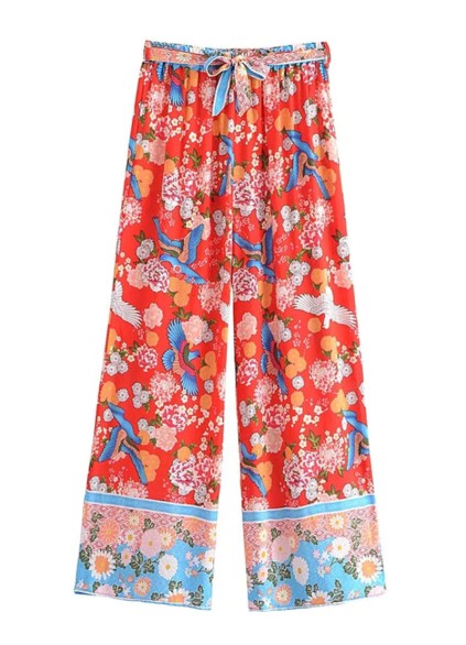 Fashion plant printed casual pants