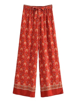 Fashion printed wide leg pants