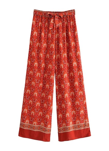 Fashion printed wide leg pants