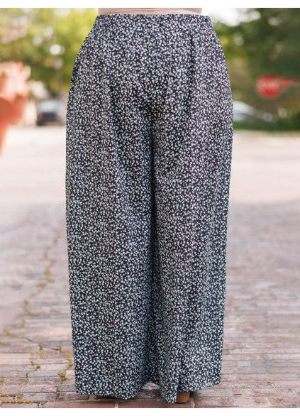 Floral pattern loose wide leg pants