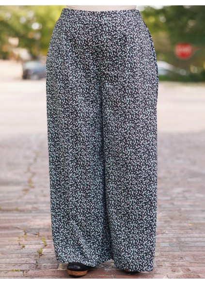 Floral pattern loose wide leg pants