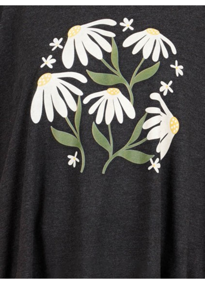 Flower and plant printed short sleeved T-shirt