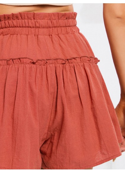 Frill Trim Tie Waist Shorts