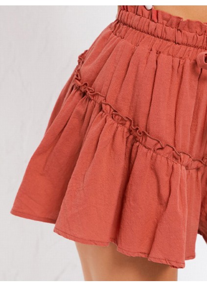 Frill Trim Tie Waist Shorts