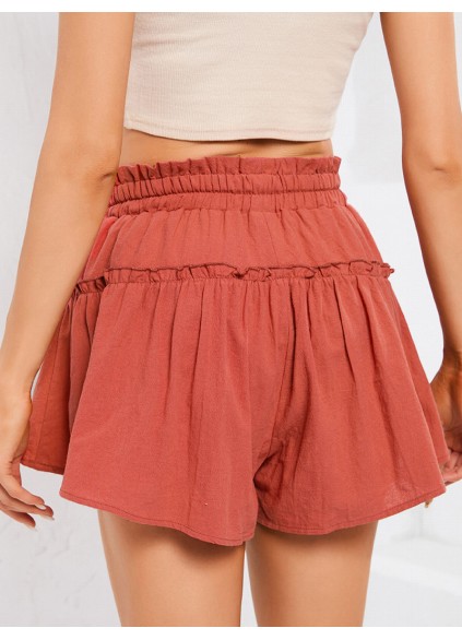 Frill Trim Tie Waist Shorts