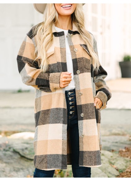 Camel Brown Plaid Shacket