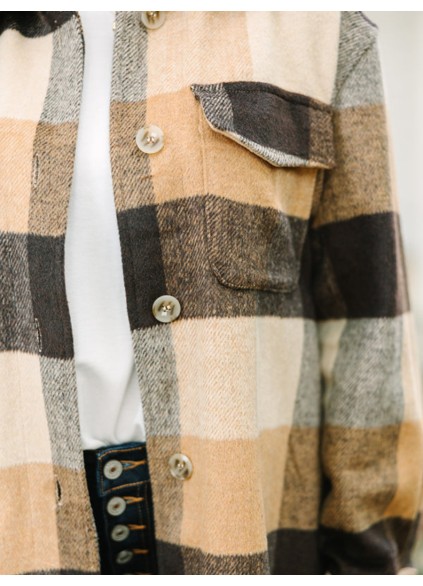 Camel Brown Plaid Shacket