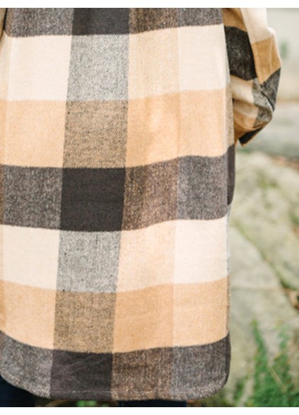 Camel Brown Plaid Shacket