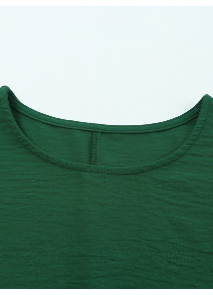 Green Smocked Wrist Shift Top