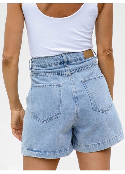 High-Rise Denim Shorts  Light Wash