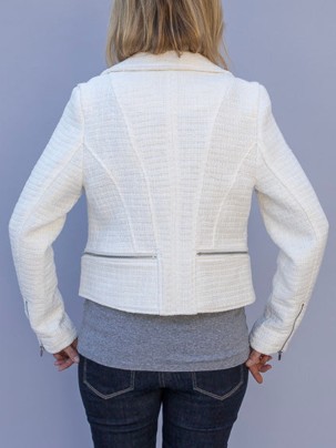 Ivory White Irregular Zipper Motorcycle Jacket