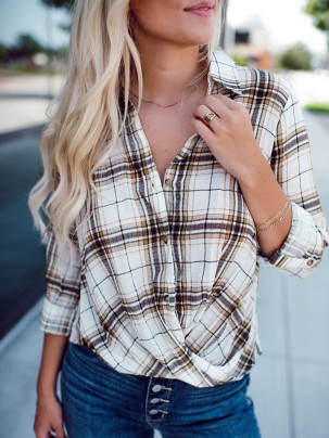 Women's checkered cross design shirt