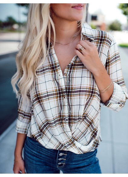 Women's checkered cross design shirt