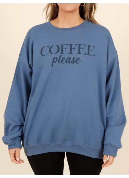 Letter printed blue loose fitting hoodie